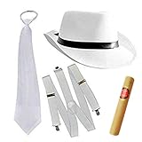 thematys Mafia Gangster Kostüm Set - Al Capone Stil Panamahut & Zylinder, Perfekt für 1920er...