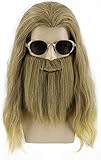 Topcosplay Cosplay Perücke mit Bart Herren Lang Gelockt Aschblond Perücke Halloween Kostüm...