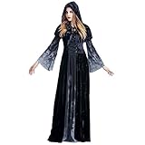 LANGWEI Halloween Kostüm Frauen Sensenmann Kleid Horror Skelett Hexe Vampir Cosplay Kostüm...
