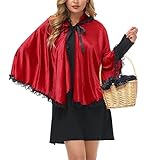 For G and PL Roter Samtumhang Damen Karneval Kapuzenumhang Mädchen Red Cape Cosplay Kostüm Roter...