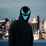 SOUTHSKY LED Maske,M206,Vollgesichts Masken Schwarz mit Leuchtenden Blau Neon Lichtern für...