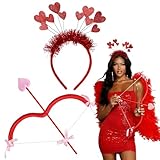 GEBETTER 2 Stück Kostüm Set Amor Bogen Pfeil Herz Haarreif Cupid Bow Love Haarband Geschenk...
