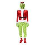 EraSpooky Grünes Monster Sankt Kostüm, Weihnachtsmann Kleidung,Weihnachts Cosplay