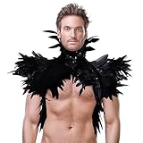 Darryy Federumhang, Feder Kostüm, Gothic Halloween Kostüm Accessoires, Feder Cape Schwarz,...