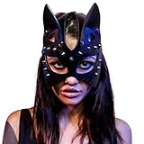 Katzenmaske, sexy Cosplay Leder Katzenmasken Maskerade halbe Gesichtsmaske Halloween Kostüm...