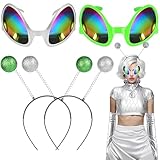 4 Stücke Alien Stirnband und Brille Alien Cosplay Alien Costume Alien Accessoires Ideal für...