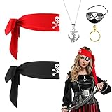 MIVAIUN 5 Stücke Captain Pirate Kostüm Zubehör Set, Vintage Piraten Accessoires, Piraten...