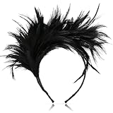 Aurasky Feder Stirnband Schwarz, Feder Haarschmuck, Kopfschmuck 20er Jahre, Haarband Schwarz,...