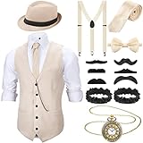 1920er Herren Zubehör Gatsby Gangster Kleidung Kostüm Halloween Cosplay Outfit mit Weste Fedora...