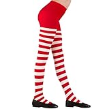 WIDMANN MILANO PARTY FASHION 1233 Kinderstrumpfhose gestreift, Mädchen, Rot/Weiß, 7-10 Jahre