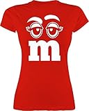 Shirt Damen - Karneval & Fasching - M und M Augen - L - Rot - Fashing t-Shirt Frauen t Carnaval...