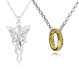 YouU 2 Stück Elfen Halskette Set Arvvens Abendstern Halskette Herr der Ringe Der Eine Ringe...