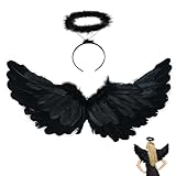 60cm EngelsflüGel Schwarz,FederflüGel Engel,Schwarz FlüGel MäDchen,Engels FlüGel KostüM,Engel...