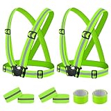 twirush Reflektierende Sicherheitsweste Set - 2er Reflektorweste Fahrrad + 4 Reflektorbänder + 2...