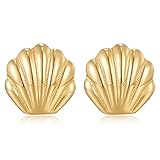LILIE&WHITE Goldene Muschel Ohrstecker für Frauen Goldene Ohrringe Muschelohrringe Nautischer...