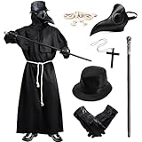 ALINILA Pestdoktor Kostüm Erwachsene Herren: Plague Doctor Costume und Pest Doktor Zubehör Set -...