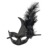 JIAHG Damen Federmaske Maskerade Maske Frauen Venezianische Maske Gesichtsmaske Halloween Karneval...