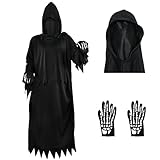 Amsixnt Sensenmann Kostüm,Gewand Sensenmanns,Sensenmann Umhang,Halloween Scream Kostüm,Halloween...