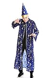 dressmeup DRESS ME UP - M-0132 Kostüm Herren Männer Robe Umhang Hut Zauberer Magier Wizard Gr. M/L