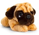 tachi Plüschtier Mops beige, weicher Kuscheltier Welpe 25 cm, Stofftier Hund liegend