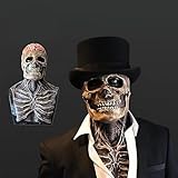 Lanckeli Halloween Totenkopfmaske mit Beweglichem Kiefer, Gruselige Schädeldecke, Latexmaske für...