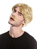 WIG ME UP - 4129-ZA89 Perücke Bart Herren Schnauzbart Gigolo Playboy Bulle Cop 70er Jahre Blond