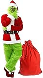 iksya Grinch Kostüm für Erwachsene – 8 PCS Grinch Weihnachtsmann Outfit Grünes Monster...