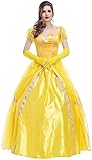 TRACYCY Damen Prinzessin Belle Kostüm Erwachsene Cosplay Die Schöne und das Biest Lang Abendkleid...