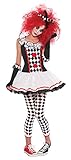 Amscan - Erwachsenenkostüm Harlekin Clown, Kleid, Haarband, Handschuhe, Strumpfhose, Halloween,...
