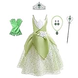 Lito Angels Prinzessin Tiana Kostüm Kleid Verkleidung mit Zubehör für Mädchen Kinder, Größe...