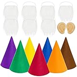 16 Packungen Zwergen-Kostüm-Sets, 7 Stück Filzkegel, Zwerghüte, 7 Stück weißer Kunstbart und 2...