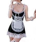 Aurueda Maid Dress Halloween Maid Outfit Damen Cospaly Anime Dienstmädchen Kostüm Maid Kleid...
