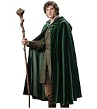 keland Umhang Hobbit Herr der Ringe Kostüm mit LOTR Blattbrosche (Grün, X-Large)