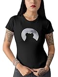 Sesamstrasse Cookie Monster in Mondlicht Damen T-Shirt Schwarz, Gr: 2XL