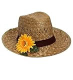 W WIDMANN MILANO Party Fashion 14232 - Farmerhut mit Sonnenblume, Strohhut, Kopfschmuck, Accessoire,...