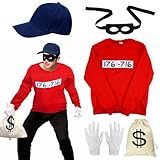 Panzerknacke Kostüm, Räuber Dieb Kostüm, Größe M Banditen Langarm Shirt mit Maske Handschuhe...