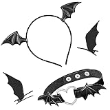 Balinco Halloween Kostüm Damen Fledermaus Set, Frauen Haarreif, Halsband, Haarklammern, Sexy...