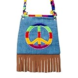 Boland 44519 - Handtasche Peace, Umhängetasche, Hippie, Flower Power, Accessoire, 60er Jahre, Motto...