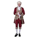 Fortunehouse Hochwertiges Rotes Kostüm Herren kostüm Barock Mozart Für Mittelalter Viktorianisch...