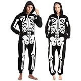 Spooktacular Creations Halloween Skelett Unisex Jumpsuit Pyjama für Erwachsene, Halloween Tier...