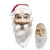 SOUTHSKY Santa Claus Maske Weihnachtsmann Nikolaus mit Glatt Weiß Bart, Weißer...