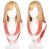 Liamiona Anime Cosplay Wig Yellow Gradient Long Straight Hair Kawaii Cute for Halloween Party