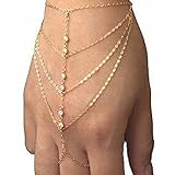 Yheakne Boho Fingerring Armbinde Gold Strass Sklave Kettenarmband Vintage Layered Quaste Armband...