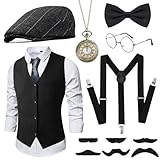 GOKINDOR 20er Jahre Kostüm Herren Accessoires, Peaky Blinders Kostüm Mafia Karneval Kostüm...