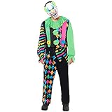 amscan 9917867 Herren-Kostüm, Halloween-Spaßhaus, Horror-Clown, mehrfarbig, Größe XL