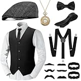 WEARXI Peaky Blinders Karneval Kostüm karnevalskostüm Herren, Mafia 20er Jahre Accessoires Herren...