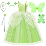 Tyidalin Tinkerbell Kostüm mit Flügeln Kinder Mädchen Grün Fee Prinzessin Kleid Set für...