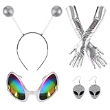 Lotvic Alien Kostüm Set, 4-Teiliges Alien Kostüm Damen Space Kostüm, Alien Kostüm Damen Space...