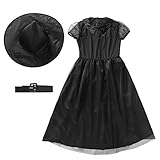 Luckxing Hexenkostüm für Kinder - Schwarze Hexe Kostüm Tutu Rock Zubehör,Mädchen-Hexenkleid...