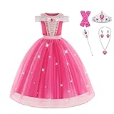 EARJIA Dornröschen-Kostüm für Mädchen Rosa Aurora-Kostüm für Kinder Kostüme mit Accessoires...